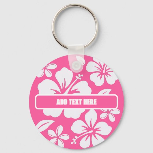 Tropical Pink Beach Flowers Sleutelhanger (Voorkant)