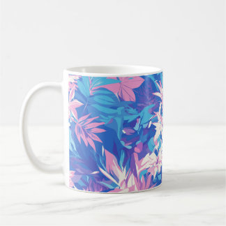🌺 Tropical Pink & Blue Floral Pattern - Fresh Koffiemok