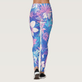 🌺 Tropical Pink & Blue Floral Pattern - Fresh Leggings (Achterkant)