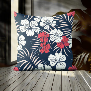 Tropical Pink en Navy Bloemen Kussen