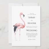 Tropical Pink Flamingo Beach Wedding Kaart (Voorkant)