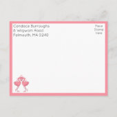 Tropical Pink Flamingo Beach Wedding Save the Date Briefkaart (Achterkant)