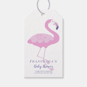 Tropical Pink Flamingo Bedankt Baby shower Cadeaulabel