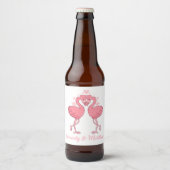Tropical Pink Flamingos Summer Beach Wedding Bier Etiket (Voorkant)