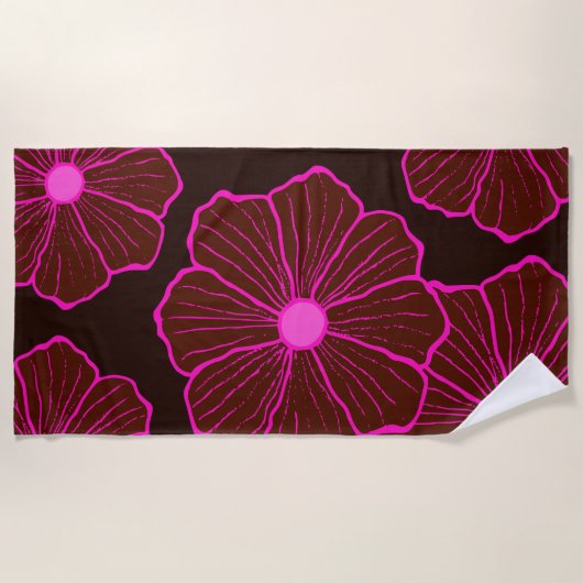 Tropical Pink Flower Beach Towel Strandlaken (Voorkant)