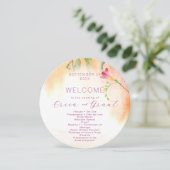 Tropical Pink Freesia Watercolor Wedding Programme (Debout devant)