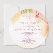 Tropical Pink Freesia Watercolor Wedding Programme (Devant)