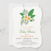Tropical Plumeria Baby shower Invitation Kaart (Voorkant)