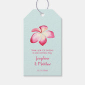 Tropical Plumeria Roze Bruiloft Favor Labels Cadeaulabel (Voorkant)