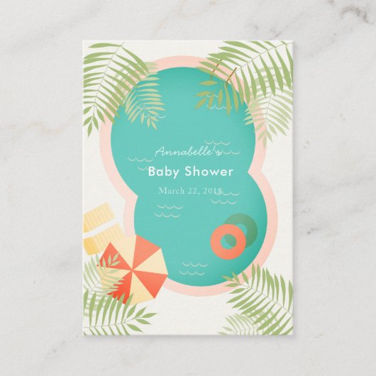 Tropical Pool Party Aloha Baby shower carte consei (Devant)
