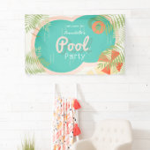 Tropical Pool Party Baby shower of Verjaardag Spandoek (Insitu)
