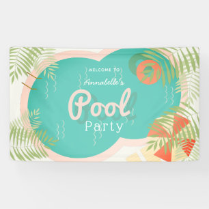 Tropical Pool Party Baby shower of Verjaardag Spandoek