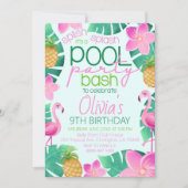 Tropical Pool Party Birthday Party Invitation (Devant)