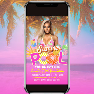 Tropical Pool Party Verjaardag Uitnodiging Flyer