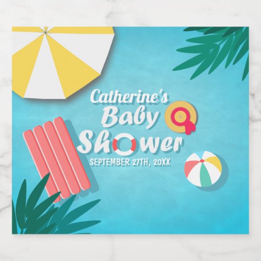 Tropical Pool Party Zomer Baby shower Bier Etiket (Enkel label)