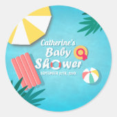 Tropical Pool Party Zomer Baby shower Ronde Sticker (Voorkant)