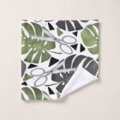Tropical print monstera leaves scissors jungle exo (Gant de toilette)