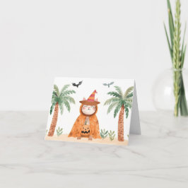 Tropical Pumpkin Paws – Cute Halloween Cat Card Bedankkaart