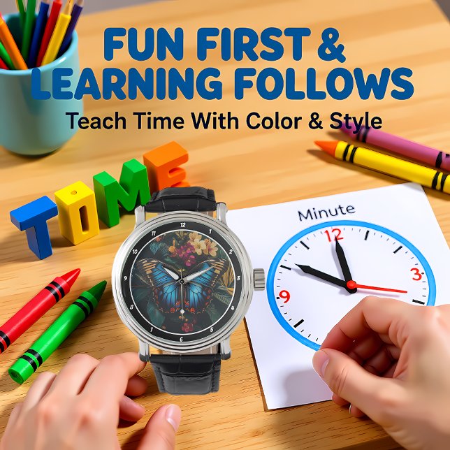 Tropical Radiance" - Blue Butterfly Horloge (Creator heeft geüpload)