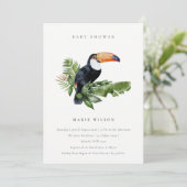 Tropical Rainforest Baby shower Toucan Invitation (Debout devant)