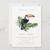 Tropical Rainforest Fiançailles Toucan Invitation (Devant)