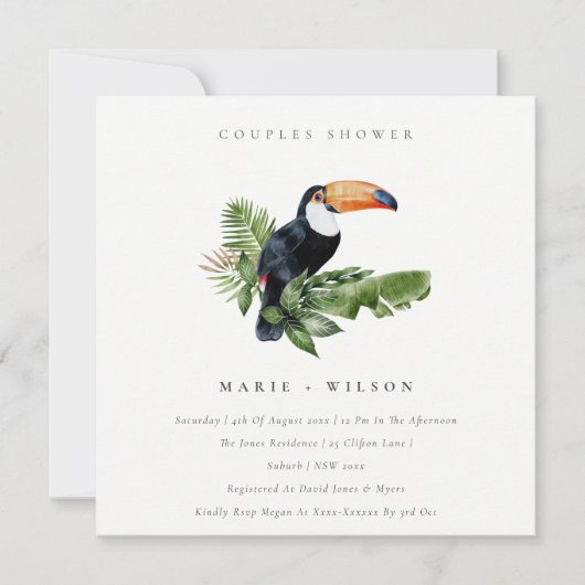 Tropical Rainforest Toucan Couples Invitation de d (Devant)