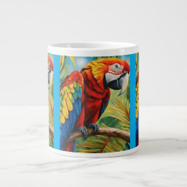 Tropical Red Macaw, Exotic Bird in Vibrant Colors  Extra Grote Beker