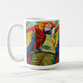 Tropical Red Macaw, Exotic Bird in Vibrant Colors  Koffiemok