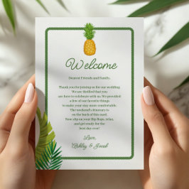Tropical Retro Wedding Letter and Itinerary Programma