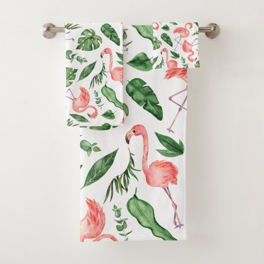 Tropical Rose Flamingo Pattern v2 Salle de bain (En situation)