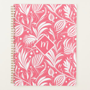 Tropical rose floral motif diamant Monogramme