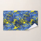 Tropical Royal Bleu Jaune Monstera Jungle Feuilles (Serviette à main)
