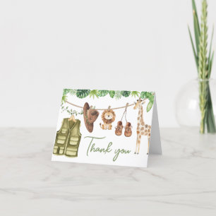 Tropical Safari Oerwoud Animals Baby shower Bedankkaart