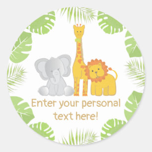 Tropical Safari Oerwoud Animals Baby shower Ronde Sticker