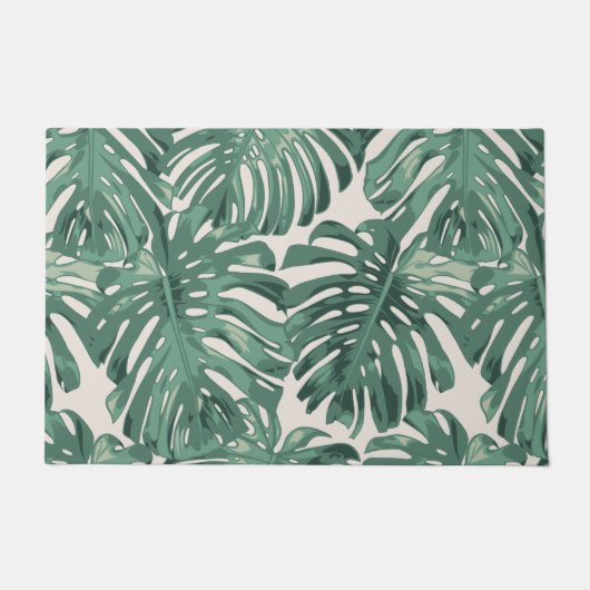 Tropical Sage Green Oerwoud Leaves Pattern Deurmat (Voorkant)
