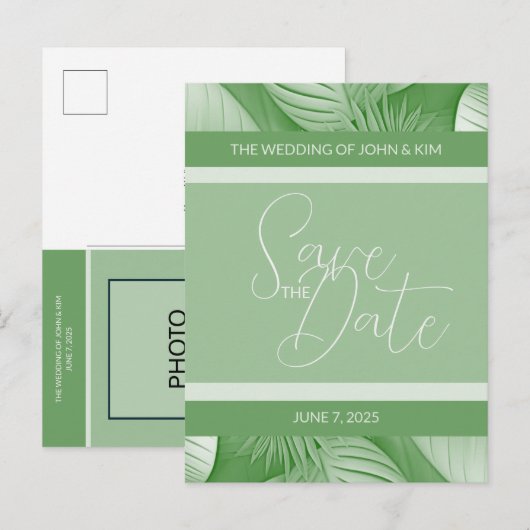 Tropical Save the Date Aankondiging Foto Briefkaar (Voorkant / Achterkant)