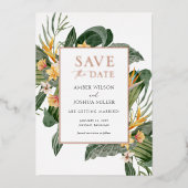 Tropical Save the Date avec Photo Foil Invitation (Recto)