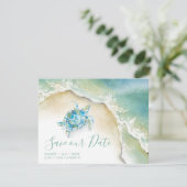 Tropical Save the Date avec Tortue de Mer à l'aqua (Debout devant)