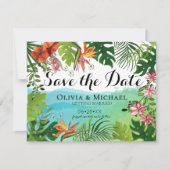 Tropical Save the Date Card Watercolor Hibiscus  (Devant)