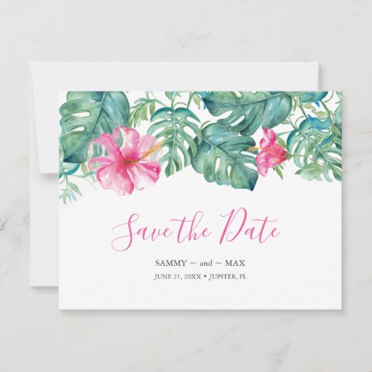 Tropical Save the Date pour mariage (Devant)