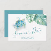 Tropical Save the Date Watercolor Sea Turtle (Devant / Derrière)