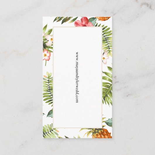 Tropical Scan Me Bruiloft RSVP QR Code Informatiekaartje (Achterkant)