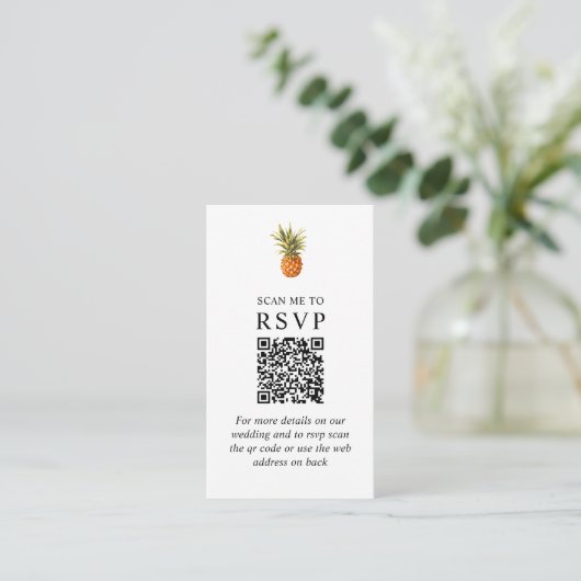 Tropical Scan Me Bruiloft RSVP QR Code Informatiekaartje (Staand voorkant)