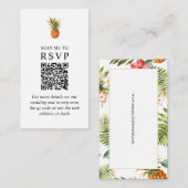 Tropical Scan Me Bruiloft RSVP QR Code Informatiekaartje (Voorkant / Achterkant)