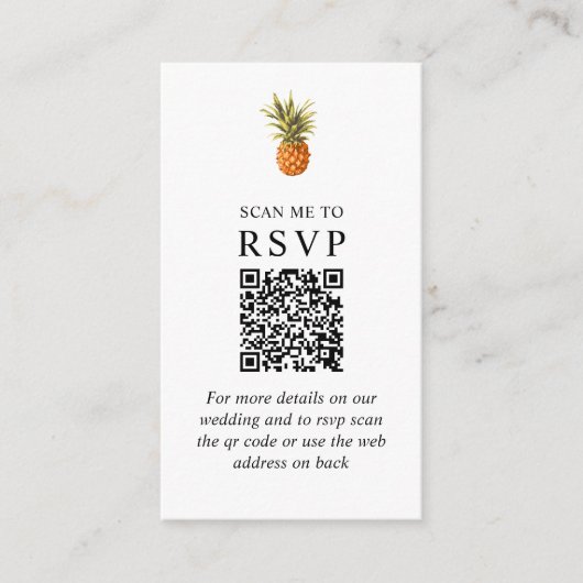 Tropical Scan Me Bruiloft RSVP QR Code Informatiekaartje (Voorkant)