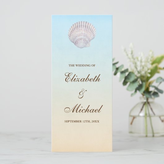Tropical Seashell Beach Wedding Programme (Debout devant)