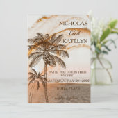 Tropical Seaside Chic Wedding Kaart (Staand voorkant)