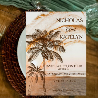 Tropical Seaside Chic Wedding Kaart