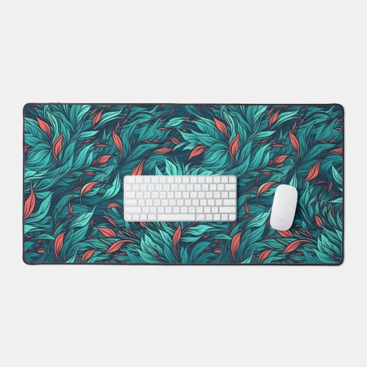 Tropical Serenity Leaf Pattern Bureaumat (Keyboard & Muis)