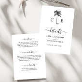 Tropical Simple Palm Monograms Wedding Informatiekaartje